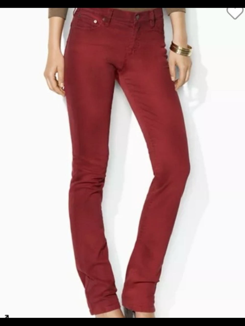 Lauren Ralph Lauren Cranberry Red Modern Straight Jeans